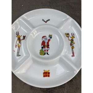 Holiday Magic Ashley Cooper Christmas Santa Reindeer Divided Serving Platter